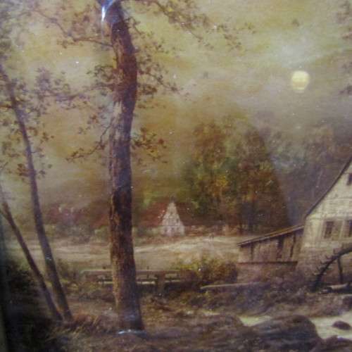 Antique Franz Hanfstaeng Verre Eglomise glass art reproduction of CL Fahrbacb`s work - circa 1900