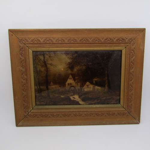 Antique Franz Hanfstaeng Verre Eglomise glass art reproduction of CL Fahrbacb`s work - circa 1900
