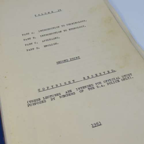 1963 Lectures for South African Police promotion examinations