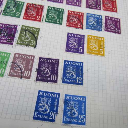 Album with early stamps from Finland, Norway, Sweden, Holland, German, Australia, Belgium, France
