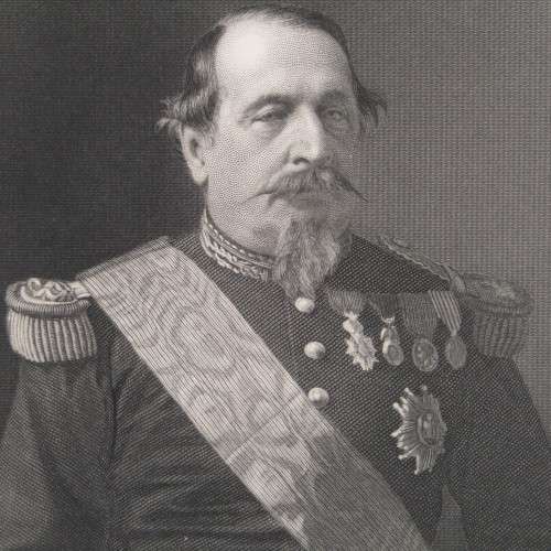 Engraving by W Holl from a photograph of Napoleon 3 and printing done by William Mackenzie