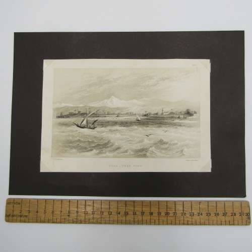 Engraving by JH le Keux from painting by Lt. Col. Allderson - Tyre - West view - early 1800s