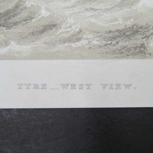 Engraving by JH le Keux from painting by Lt. Col. Allderson - Tyre - West view - early 1800s
