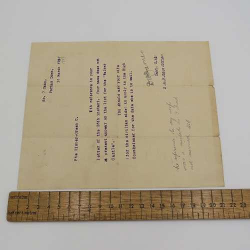 WW1 pass to soldier Pte Kisbey-Green for leave 15/3/1919 to 15/6/1919 just post WW1