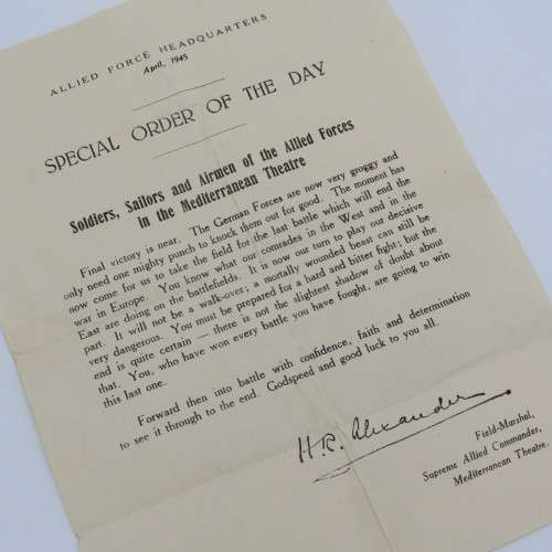 WW2 April 1945 Allied Force Special order of the day pamphlet - On approaching victory