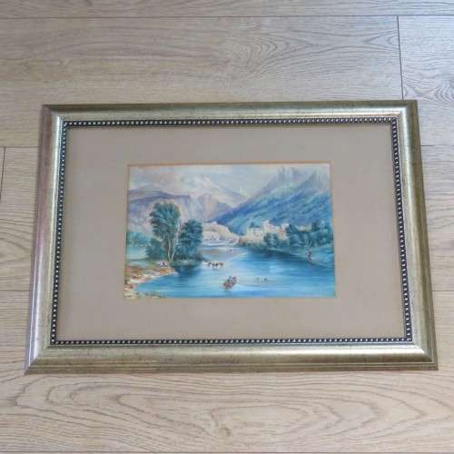 Watercolor painting of village by J.Ferrowlhot