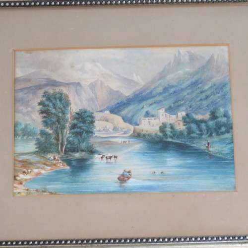 Watercolor painting of village by J.Ferrowlhot