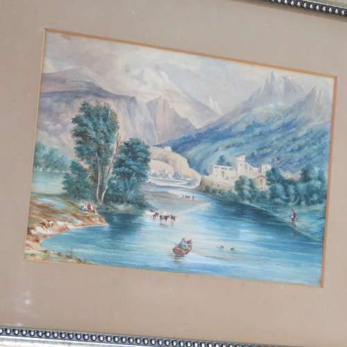 Watercolor painting of village by J.Ferrowlhot