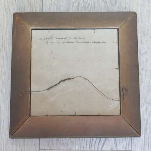 Framed pen drawing of Tibetan Lamaic crossed Dorje - Symbolical Equilibrium - Sizes below