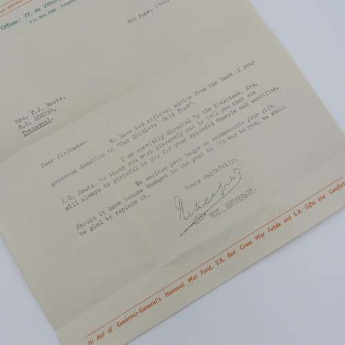 Thank you letter from the secretary of the WW2 gold fund to Mrs. FJ Roots - 1942