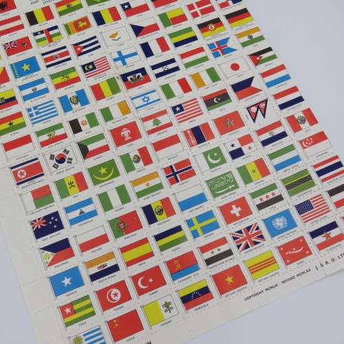 Full page of Flags of all nations - Vintage - Unused on gummed paper