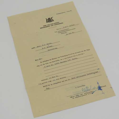 Union of South Africa 1941 letter to inform mother that her son was wounded - DP Raats