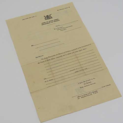 Union of South Africa 1941 letter to inform mother that her son was wounded - DP Raats