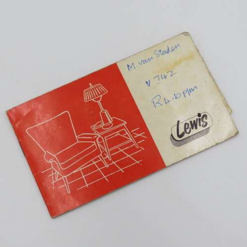 1967 Lewis Stores payment book