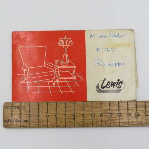 1967 Lewis Stores payment book