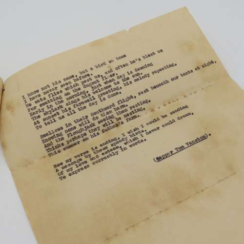 Original Poem written by SA WW2 soldier - Sapper Tom Vanston
