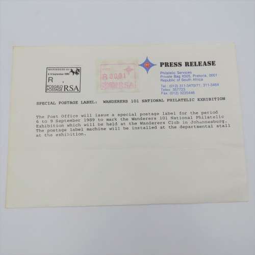Special Postage label 1989 with press release