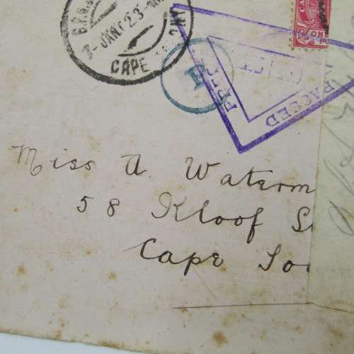 Boer War Paarl circular `P` censor with white opened under martial law - signed