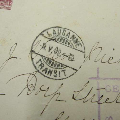 Postal cover from Lausanne Switzerland to Stellenbosch South Africa 2 May 1902