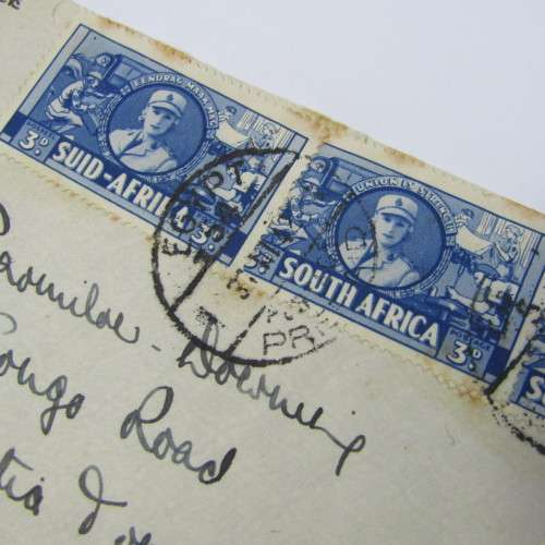 WW II South African Air Mail passed by censor with 4 x 3d war stamps Egypt 54