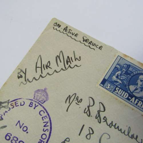 WW II South African Air Mail passed by censor with 4 x 3d war stamps Egypt 54