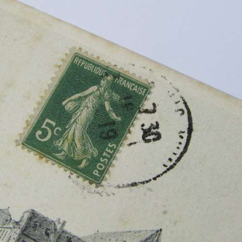French censored postcard from France to Port Elizabeth South Africa with French stamp