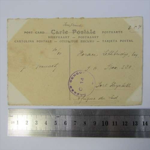 French postcard passed by censor c14 to Port Elizabeth