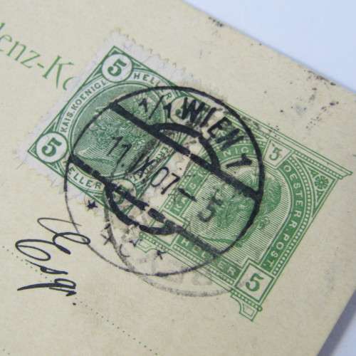Austrian post card 5 Heller with 5 Heller added to Lady Grey UP rated card