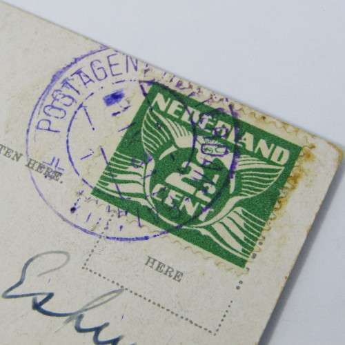 Ceylon postcard used Nederland 2 1/2 cent with violet Post agent Rotterdam cancellation - SCARCE