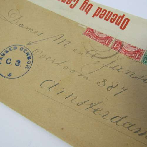 Censor cover from Dullstroom via Cape town South Africa to Amsterdam Netherlands - 25 August 1915