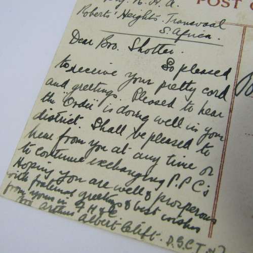 SA Union 1d on postcard Roberts Heights cancellation