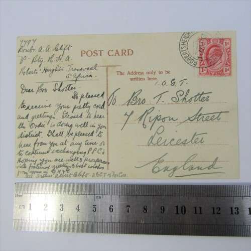 SA Union 1d on postcard Roberts Heights cancellation