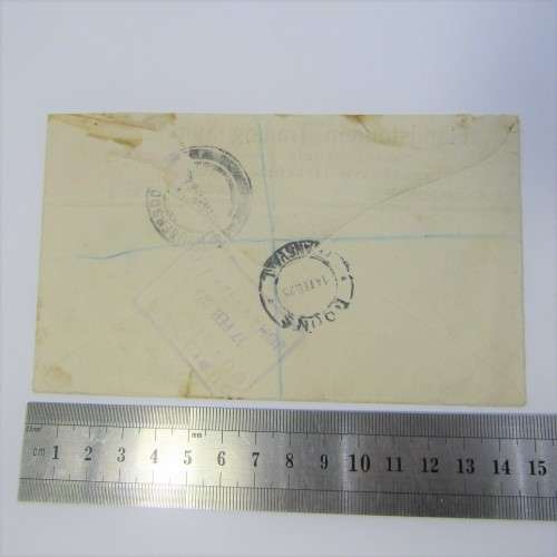 SA Union Elandsfontein Trading registered cover 3 x 2d stamp with booms cancel with square Dup