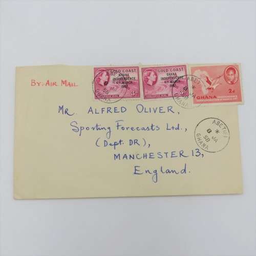 1958 Postal Cover Ghana to England - Genuine useage independence issue - Backflap torn off
