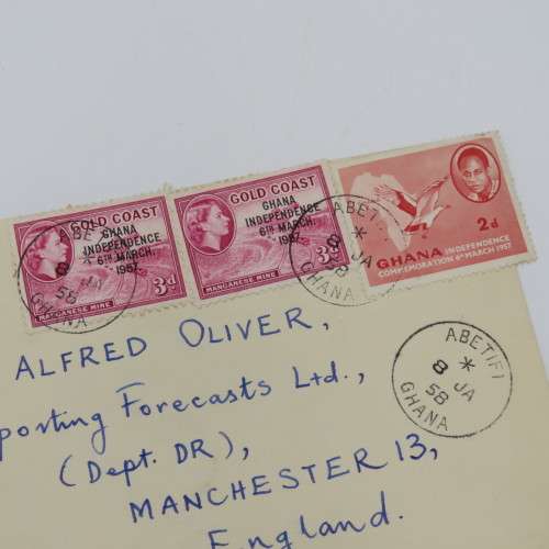 1958 Postal Cover Ghana to England - Genuine useage independence issue - Backflap torn off