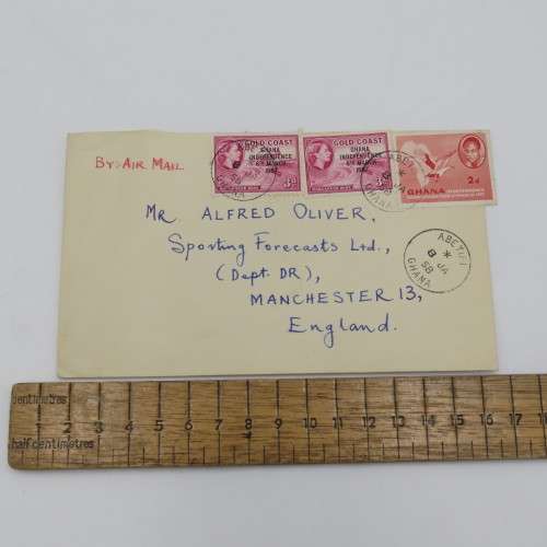 1958 Postal Cover Ghana to England - Genuine useage independence issue - Backflap torn off