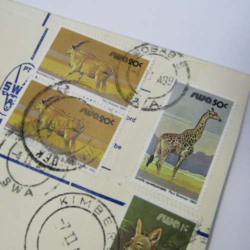 Registered cover from Gobabis SWA to Kimberley South Africa with four SWA stamps