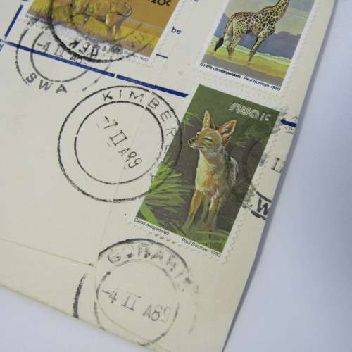 Registered cover from Gobabis SWA to Kimberley South Africa with four SWA stamps