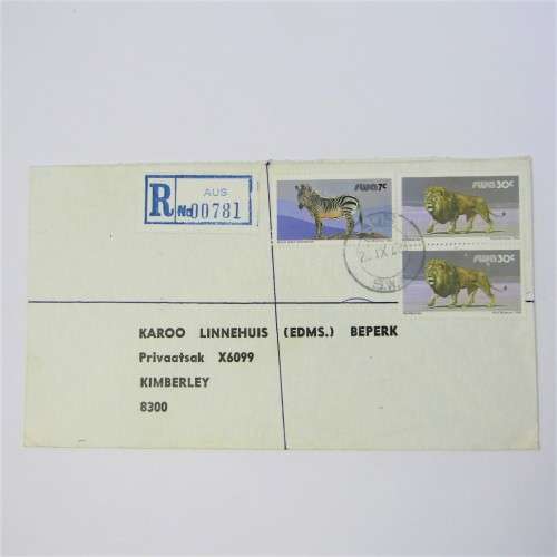 Registered cover from Aus SWA to Kimberley South Africa 20 September 1985