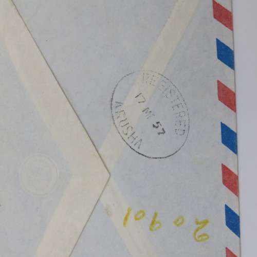 1957 Airmail Postal cover from Greece to East Africa with 3 Greek stamps