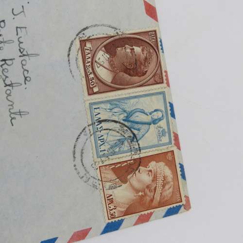 1957 Airmail Postal cover from Greece to East Africa with 3 Greek stamps