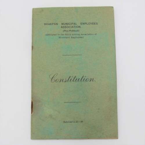 Vintage document Brakpan Municipal Employees Association Constitution document