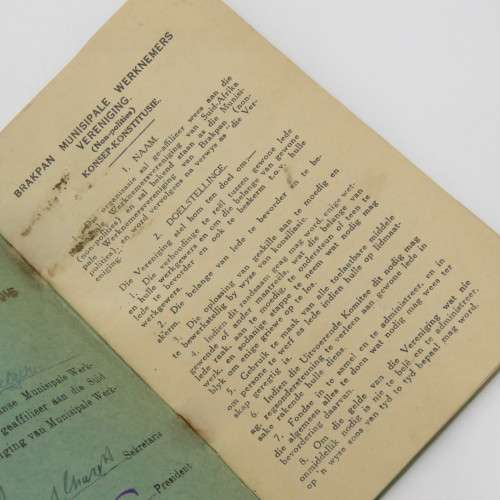Vintage document Brakpan Municipal Employees Association Constitution document
