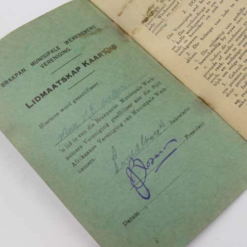 Vintage document Brakpan Municipal Employees Association Constitution document