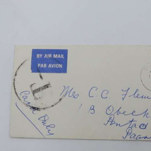 1979 Postal Cover Que Que Rhodesia to Paarl, South Africa with 2 x Tax Marks black and Purple