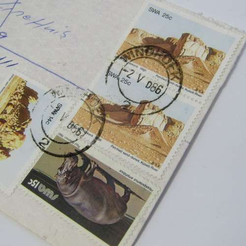 Registered mail cover from Windhoek SWA to Kimberley South Africa 2 May 1986