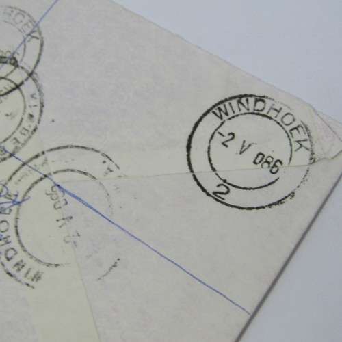 Registered mail cover from Windhoek SWA to Kimberley South Africa 2 May 1986