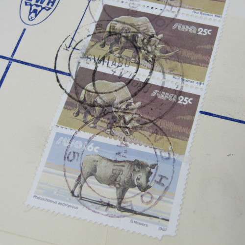 Registered mail cover from Windhoek SWA to Kimberley South Africa 4 July 1988 with four SWA stamps
