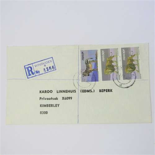 Registered mail cover from Windhoek SWA to Kimberley South Africa 3 September 1985
