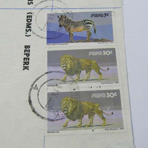 Registered mail cover from Windhoek SWA to Kimberley South Africa 3 September 1985